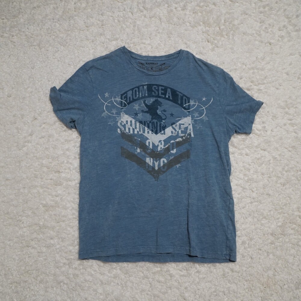 Express Light Blue Gray Graphic Short Sleeve Tee Size XL